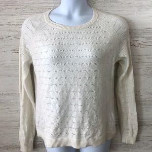 *3/$20* LOFT Pointelle Cream Wool Blend Sweater XL